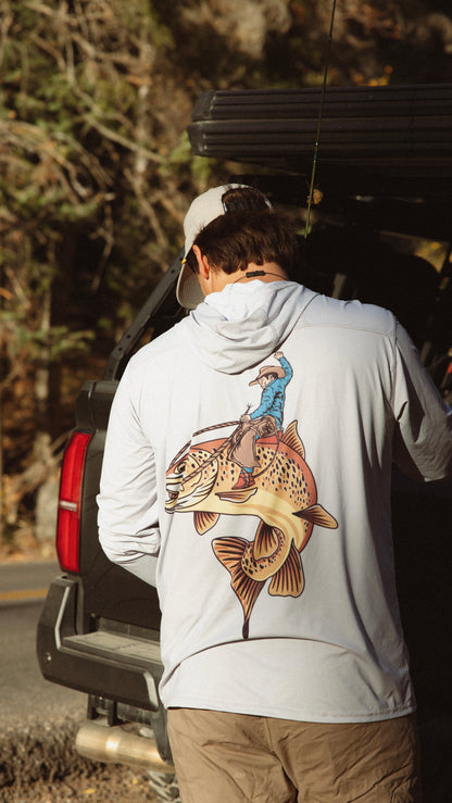 Brown Trout Cowboy Sun Hoodie